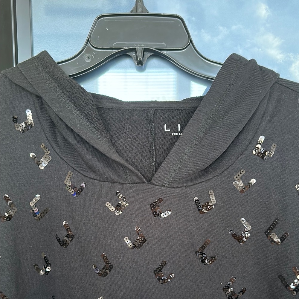 Lane Bryant Livi Active Black Sequin Hoodie 22/24